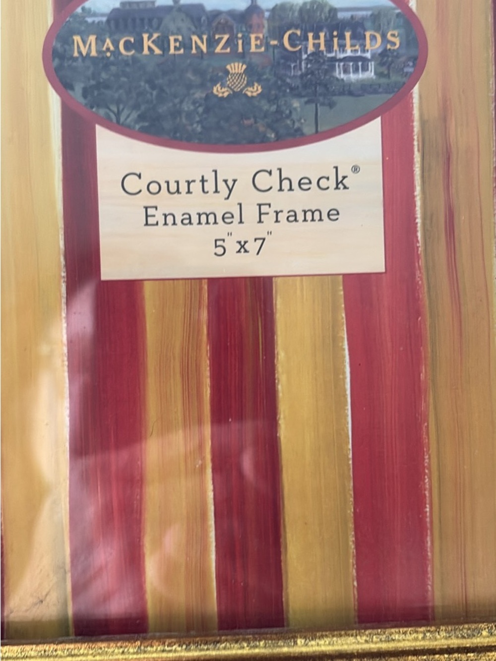 MacKenzie-Childs Striped Enamel Frame in Red and Gold - Picture 2 of 4